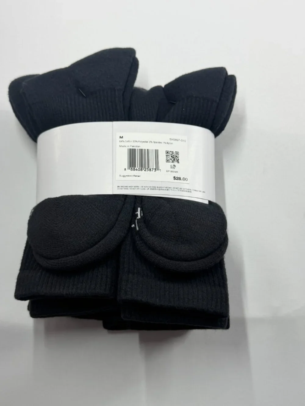 Nike Everyday Plus Cushion Crew Socks 6 Pack Black Dri-FIT Men's Size 6-8 New